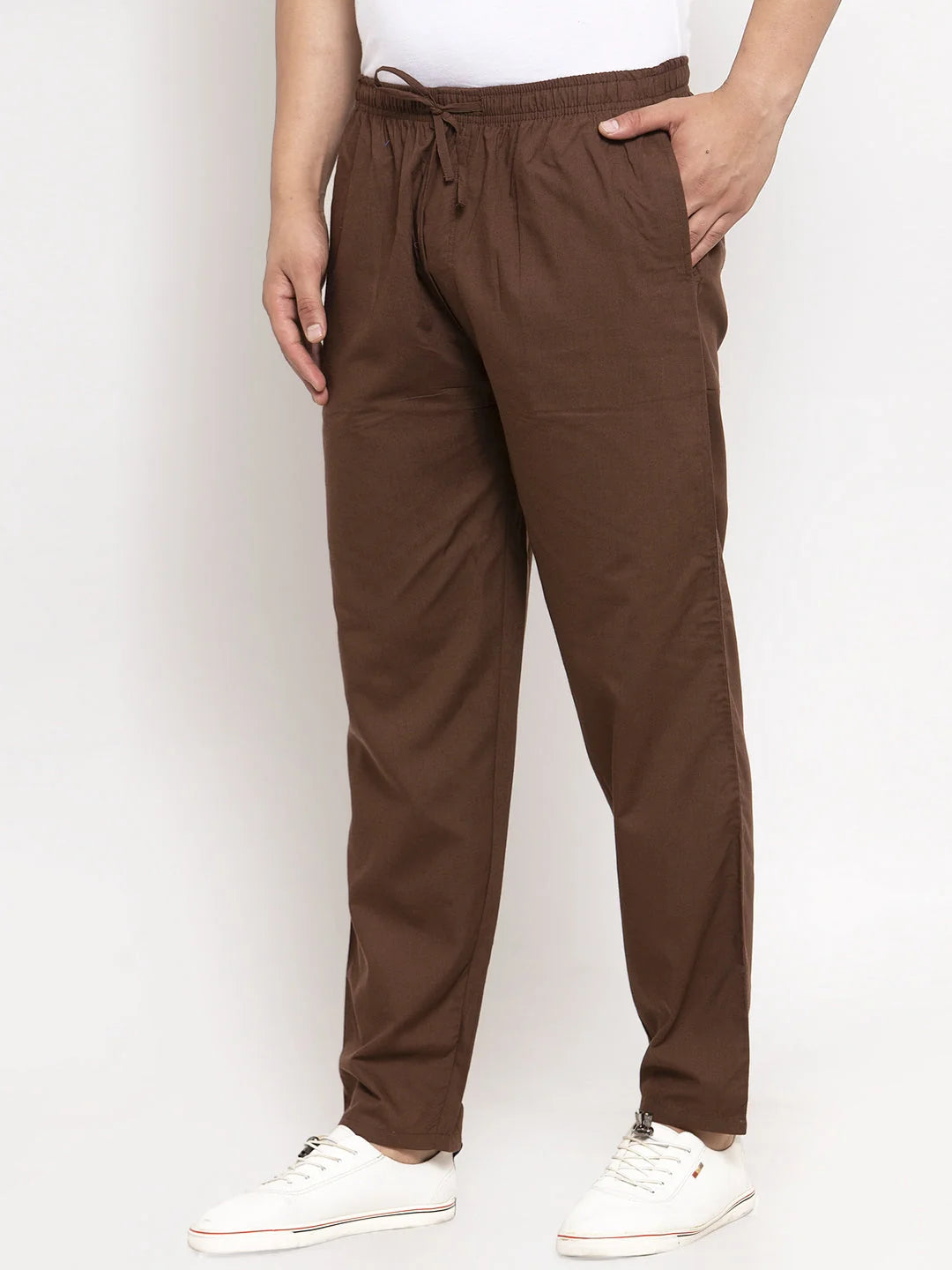 Indian Needle Men's Brown Cotton Mens Jogger Pajama Pants