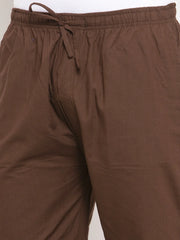 Indian Needle Men's Brown Solid Cotton Track Pants