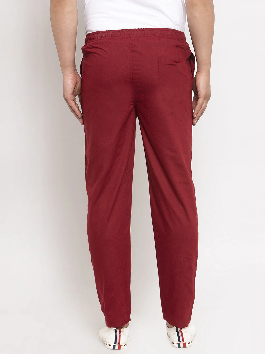 Maroon Cotton Mens Pajamas - Solid Track Pants | Indian Needle