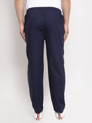 Indian Needle Men's Navy Blue Solid Cotton Track Pants