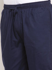 Indian Needle Men's Navy Blue Solid Cotton Track Pants