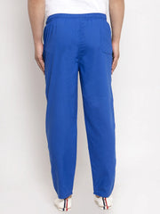 Indian Needle Men's Blue Solid Cotton Track Pants