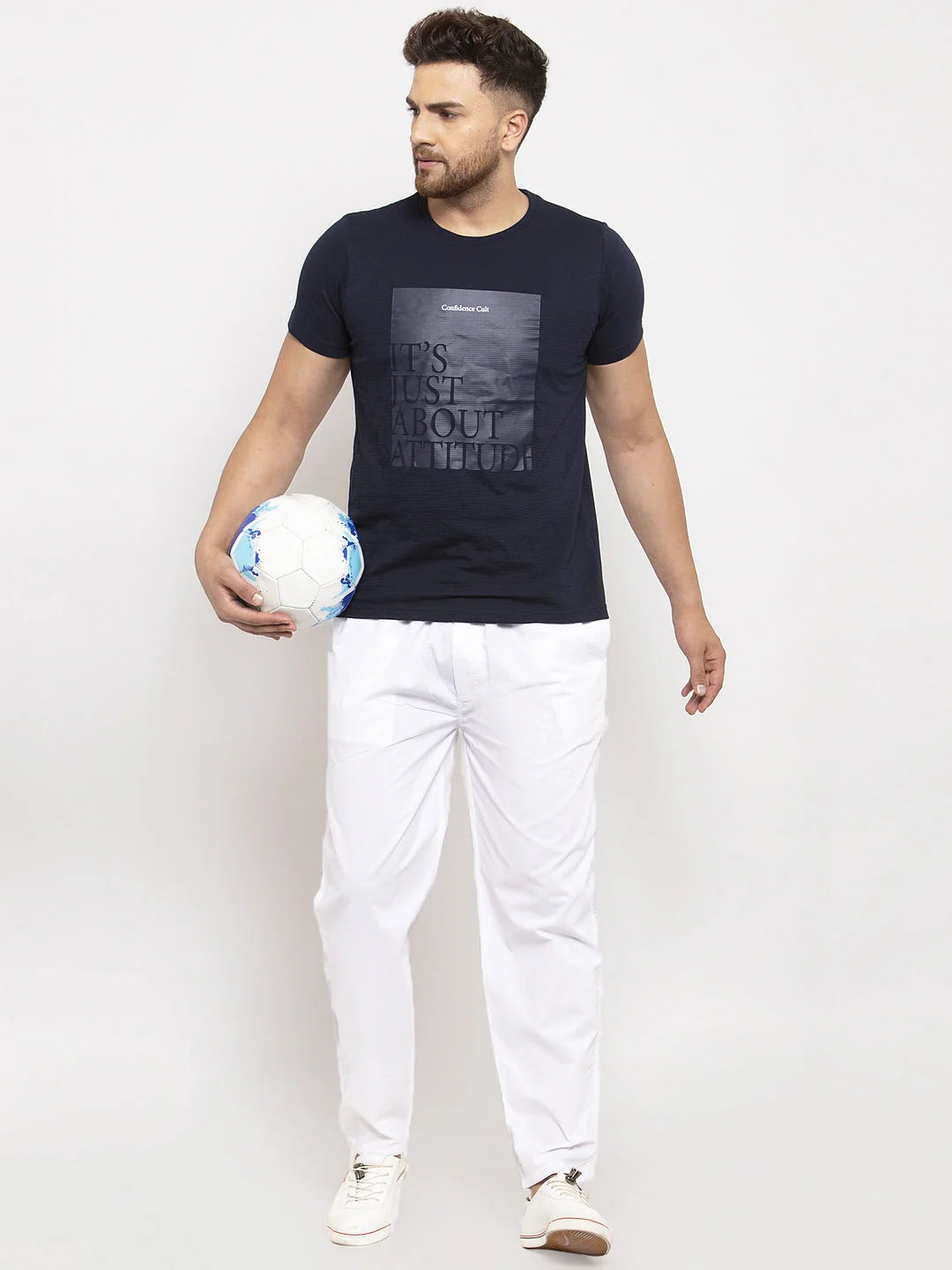 White Cotton Mens Pajamas - Solid Track Pants | Indian Needle