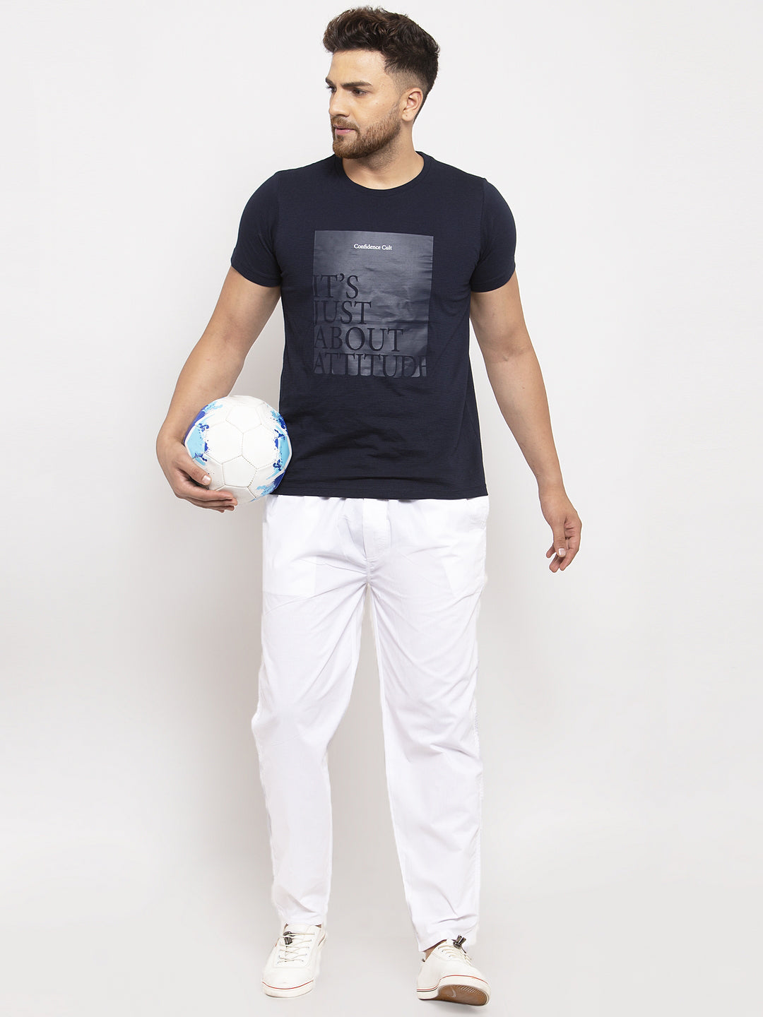 White Cotton Mens Pajamas - Solid Track Pants | Indian Needle