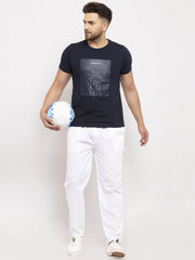Indian Needle Men's White Solid Cotton Track Pants