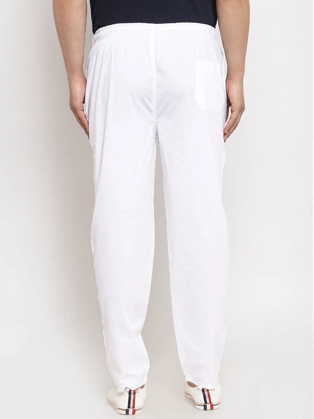 White Cotton Mens Pajamas - Solid Track Pants | Indian Needle