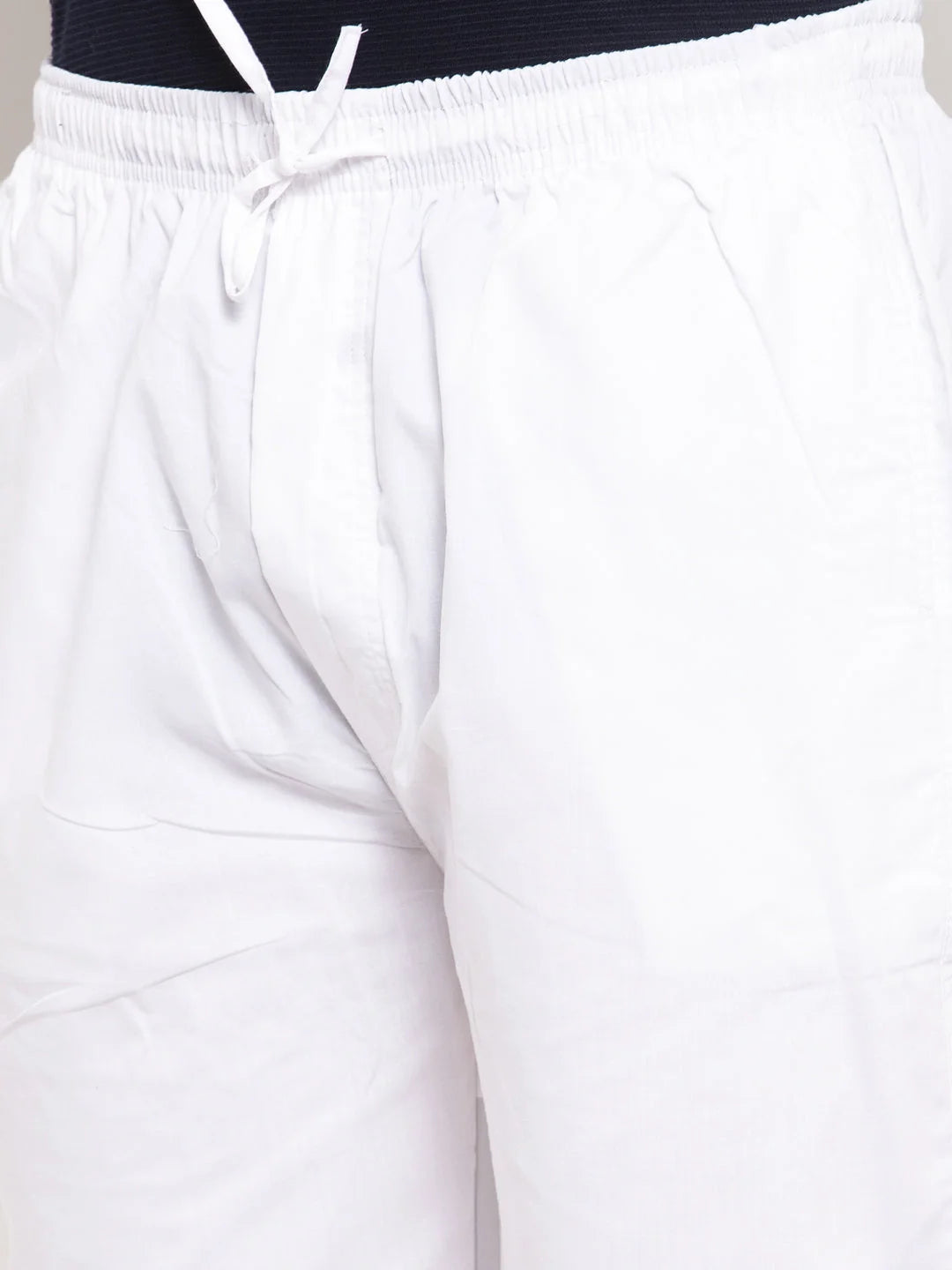 White Cotton Mens Pajamas - Solid Track Pants | Indian Needle