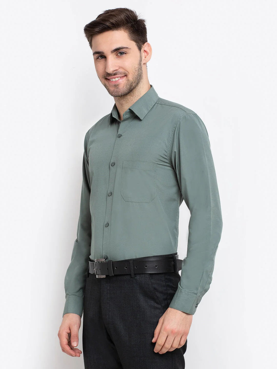 Pista Green Cotton Formal Shirts - Indian Needle Mens Shirt