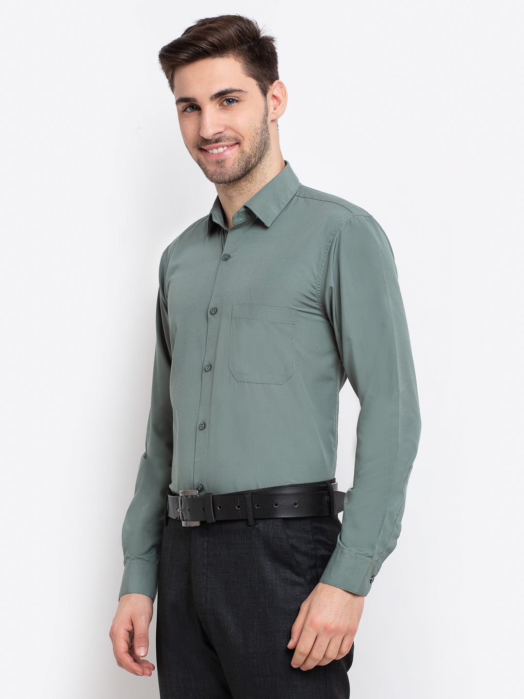 Pista Green Cotton Formal Shirts - Indian Needle Mens Shirt