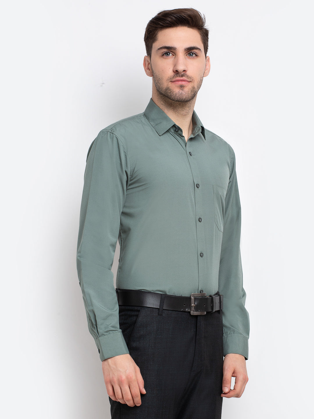 Pista Green Cotton Formal Shirts - Indian Needle Mens Shirt