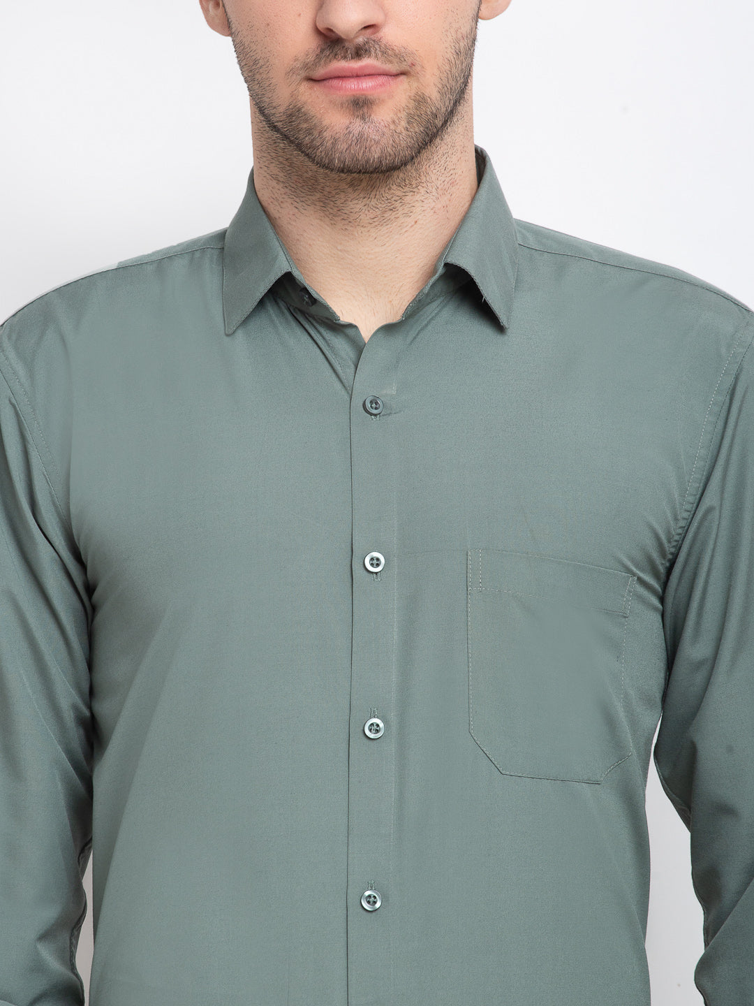 Pista Green Cotton Formal Shirts - Indian Needle Mens Shirt
