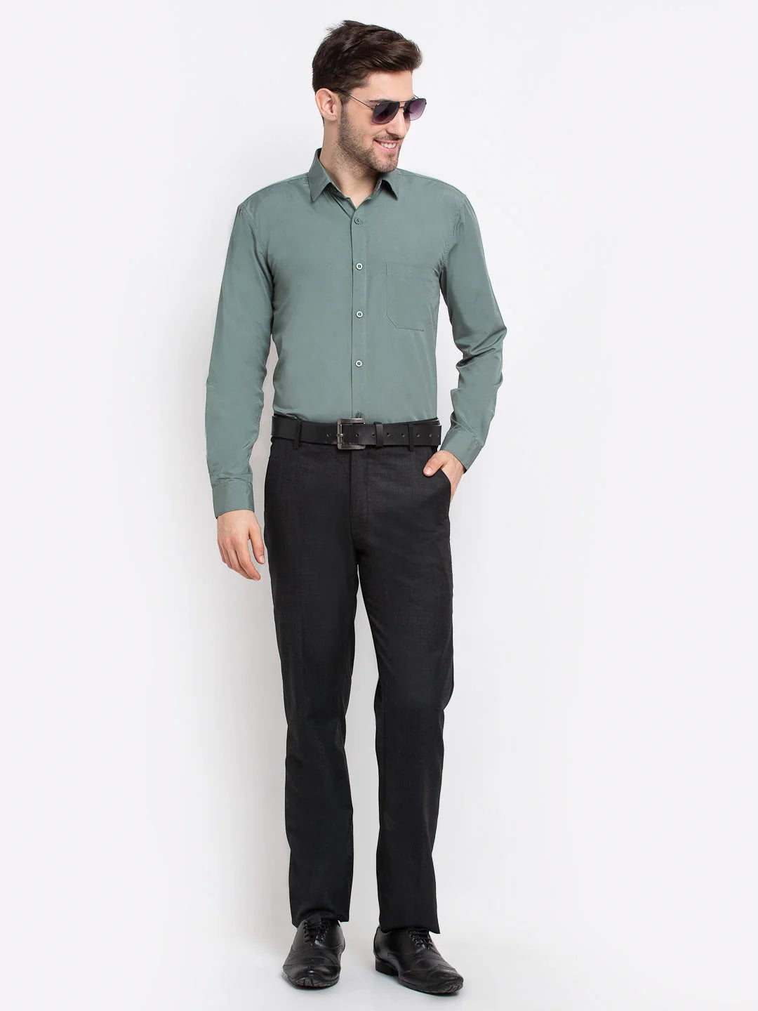 Pista Green Cotton Formal Shirts - Indian Needle Mens Shirt