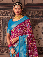 Women's Tussar  Magenta Printed Designer Saree With Blouse Piece-AKSHRA1010