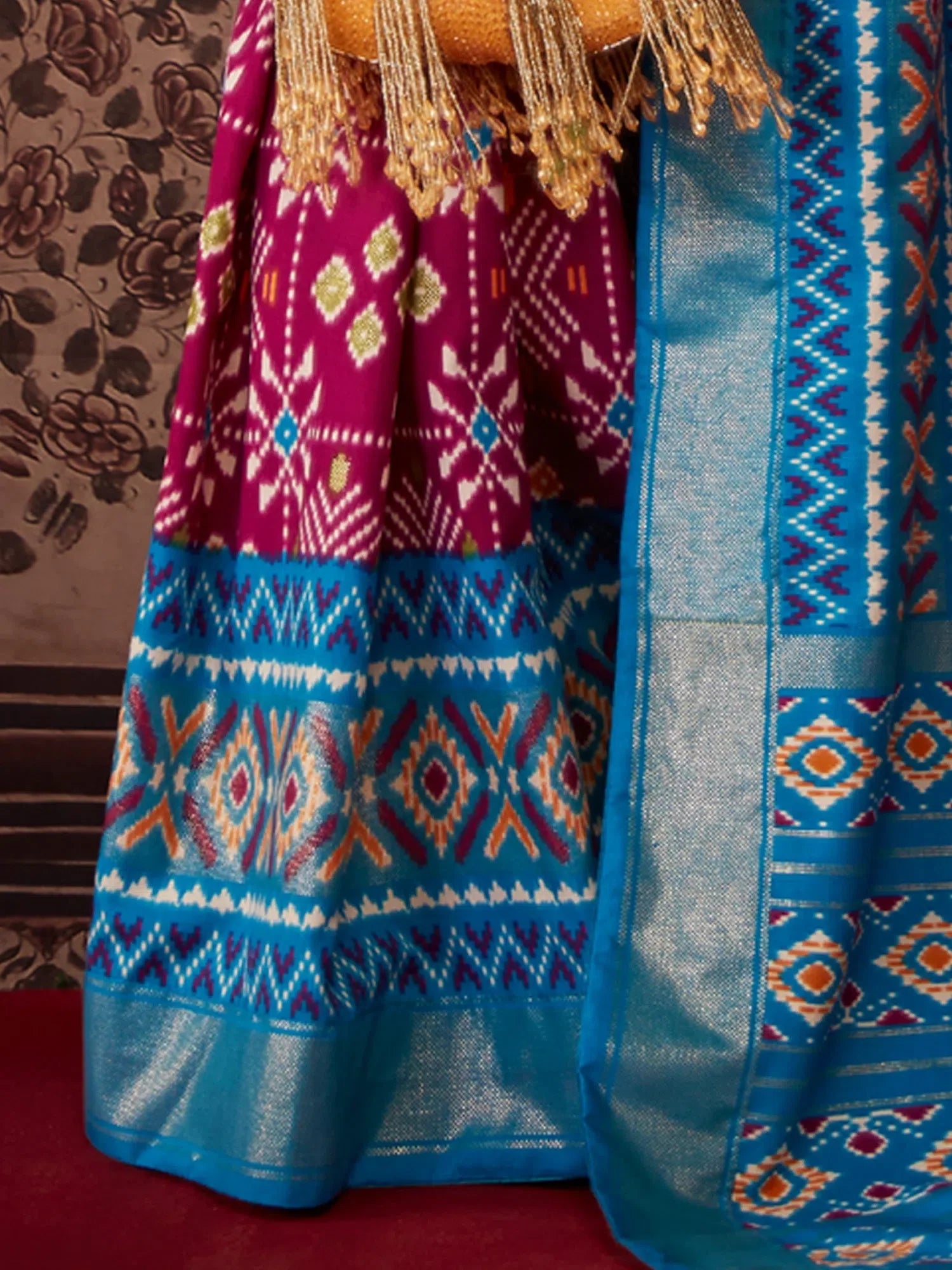 Magenta Printed Polyester Saree | Traditional Indian Sarees