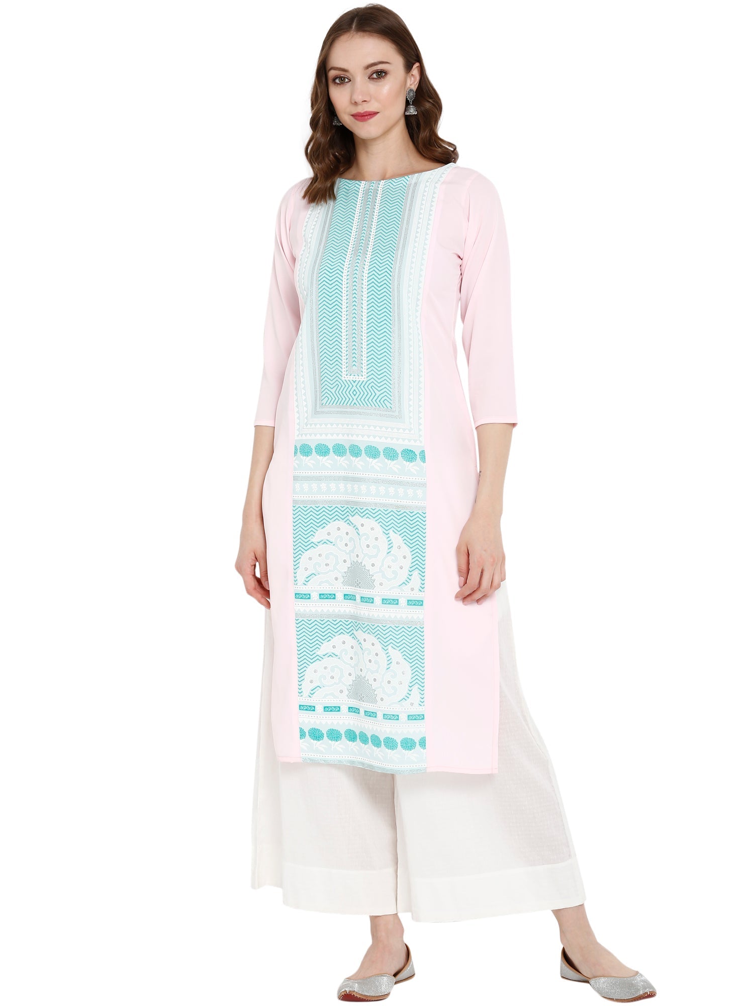 Pink Printed Straight Indian Kurta - Modern Indian Kurtis Design