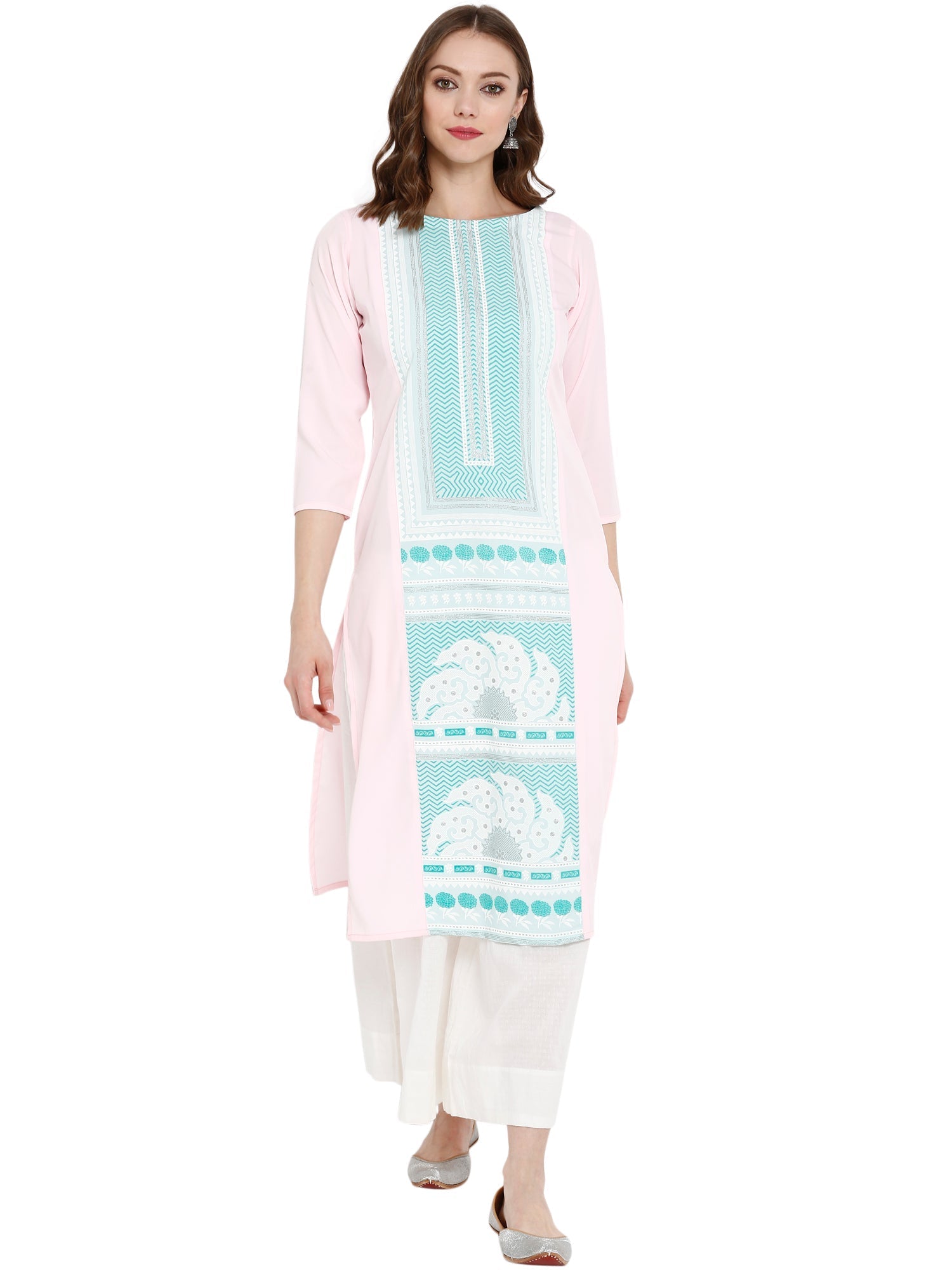 Pink Printed Straight Indian Kurta - Modern Indian Kurtis Design