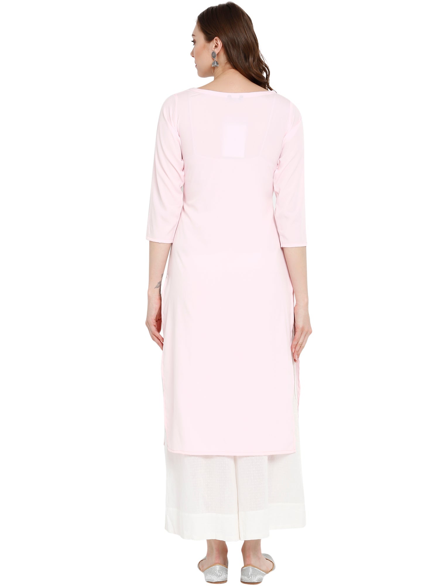 Pink Printed Straight Indian Kurta - Modern Indian Kurtis Design