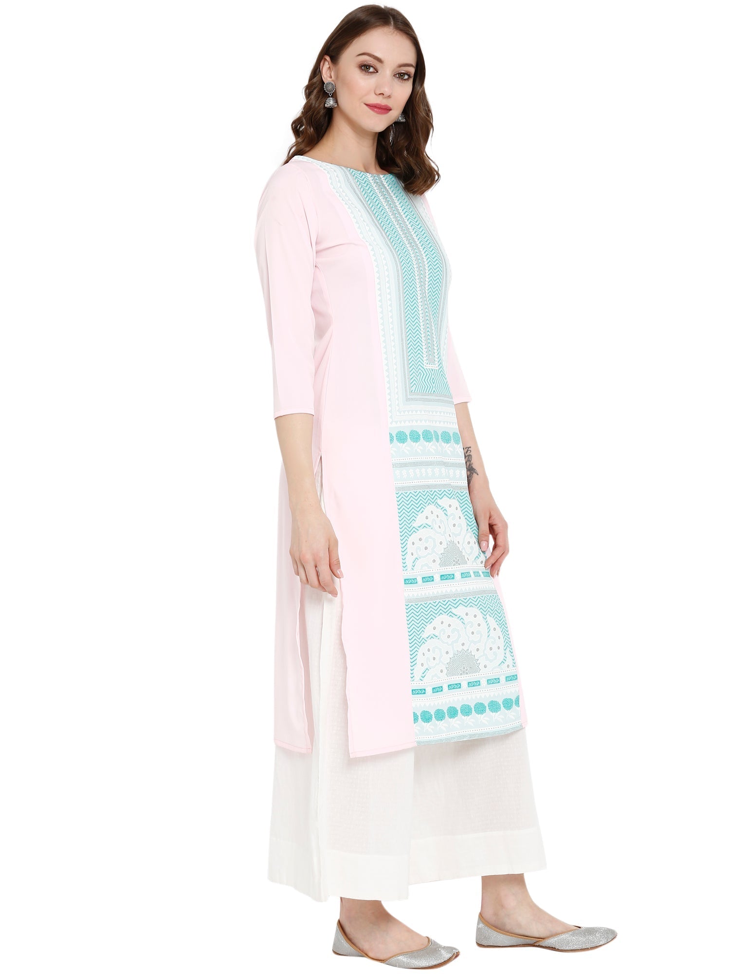 Pink Printed Straight Indian Kurta - Modern Indian Kurtis Design