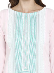 Pink Printed Straight Kurta-ALKUCRPGGL-20021