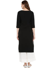 Black Printed Straight Kurta-ALKUCRPGGL-20026