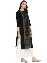 Black Printed Straight Kurta-ALKUCRPGGL-20026