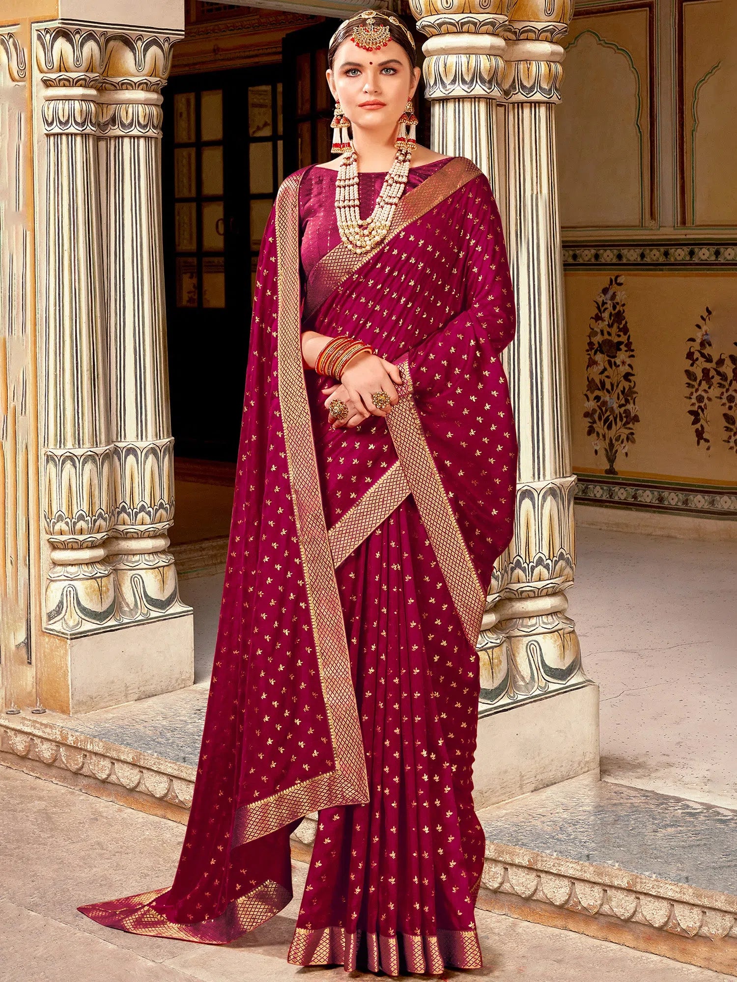 Magenta Embellished Saree | Luxurious Designer Sarees India