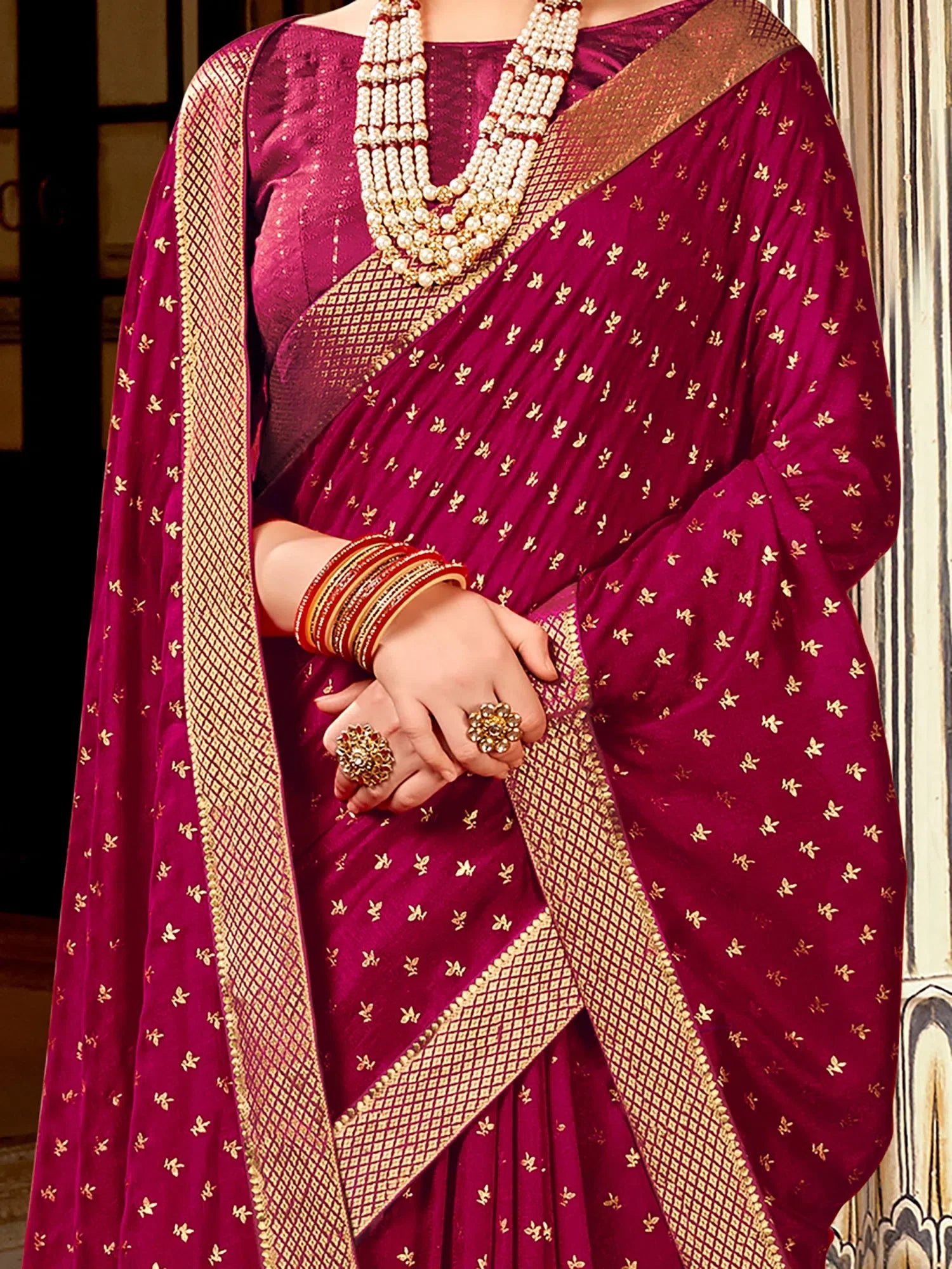 Magenta Embellished Saree | Luxurious Designer Sarees India