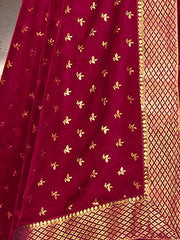 Women's Vichitra Magenta Embellished Designer Saree With Blouse Piece-AMISHA81456