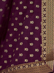 Women's Vichitra Purple Embellished Designer Saree With Blouse Piece-AMISHA81803