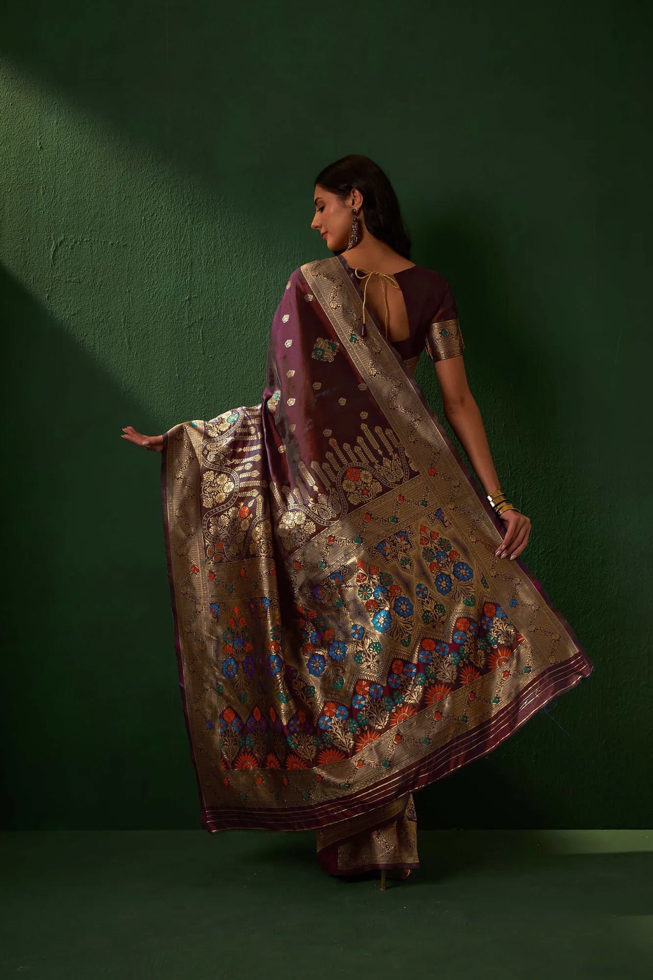 Maroon Banarasi Style Saree - Designer Sarees India