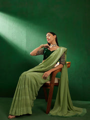 Womens Fashion Ethnic Green Color Sarees-MLSHWSA1278GRN0ONE