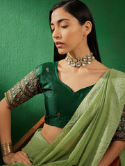 Womens Fashion Ethnic Green Color Sarees-MLSHWSA1278GRN0ONE