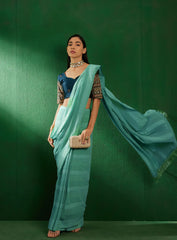 Womens Fashion Ethnic Teal Color Sarees-MLSHWSA1280TEL0ONE