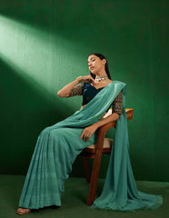 Womens Fashion Ethnic Teal Color Sarees-MLSHWSA1280TEL0ONE