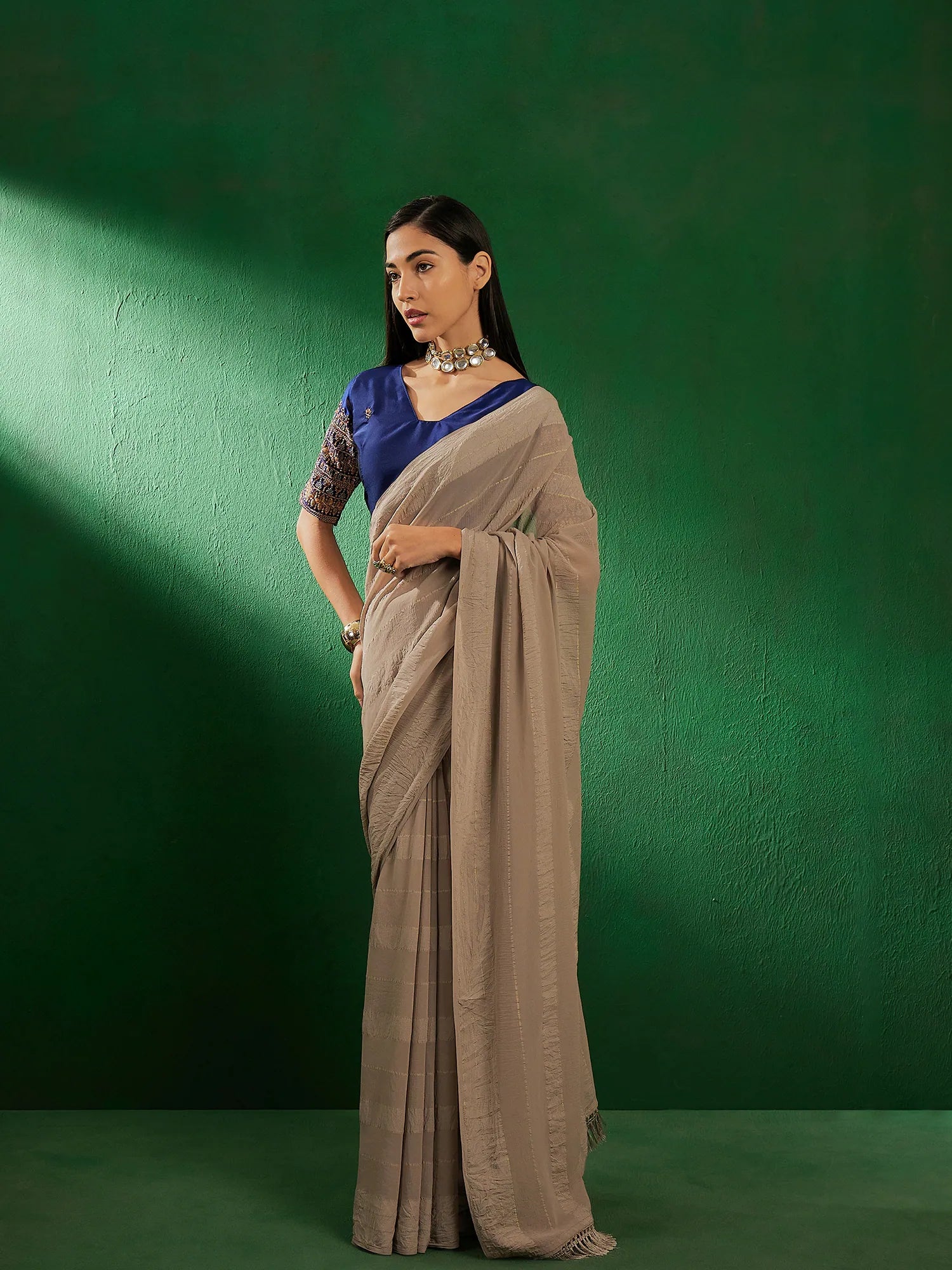 Grey Embroidered Saree | Modern Designer Sarees India