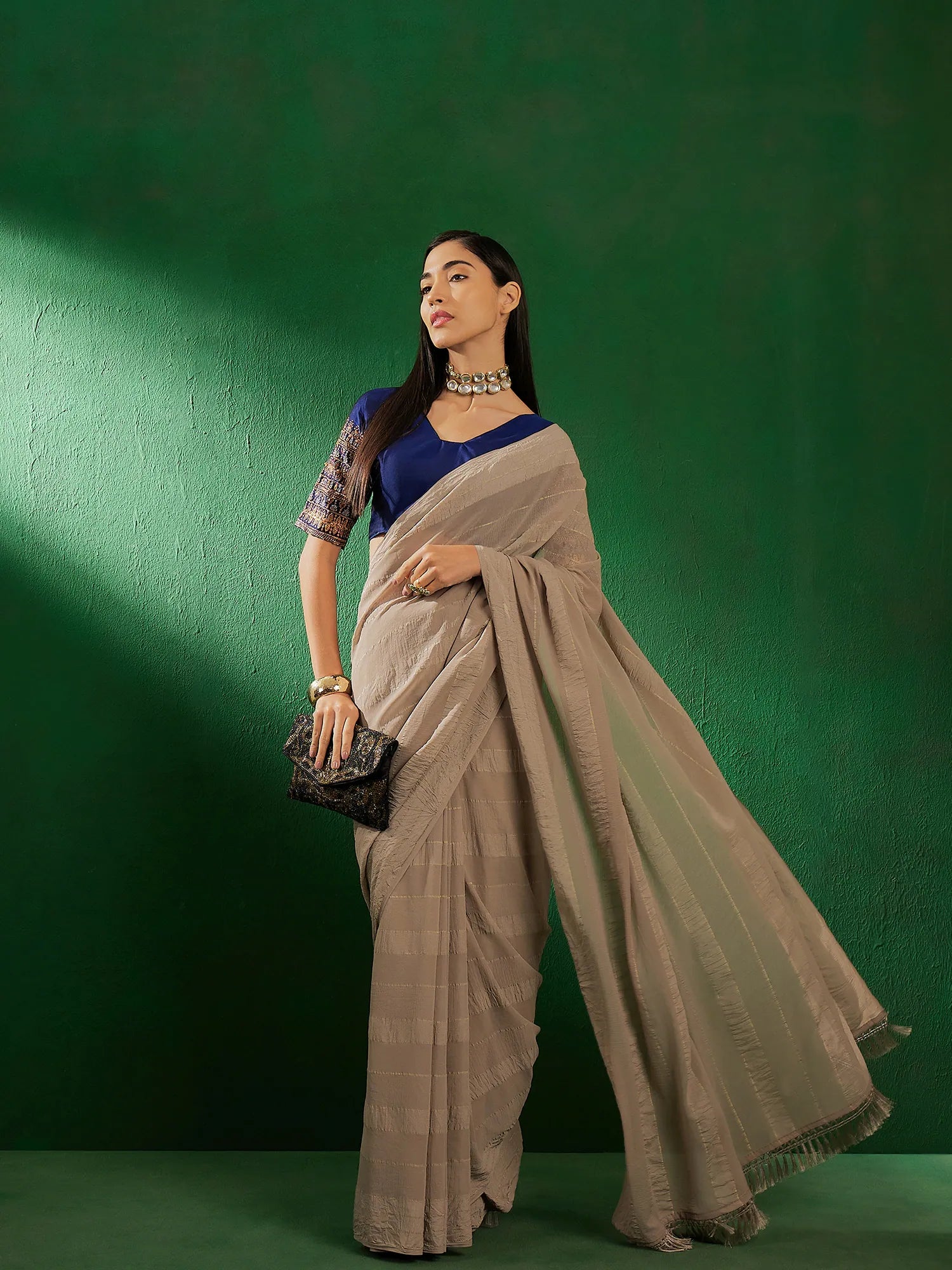 Grey Embroidered Saree | Modern Designer Sarees India