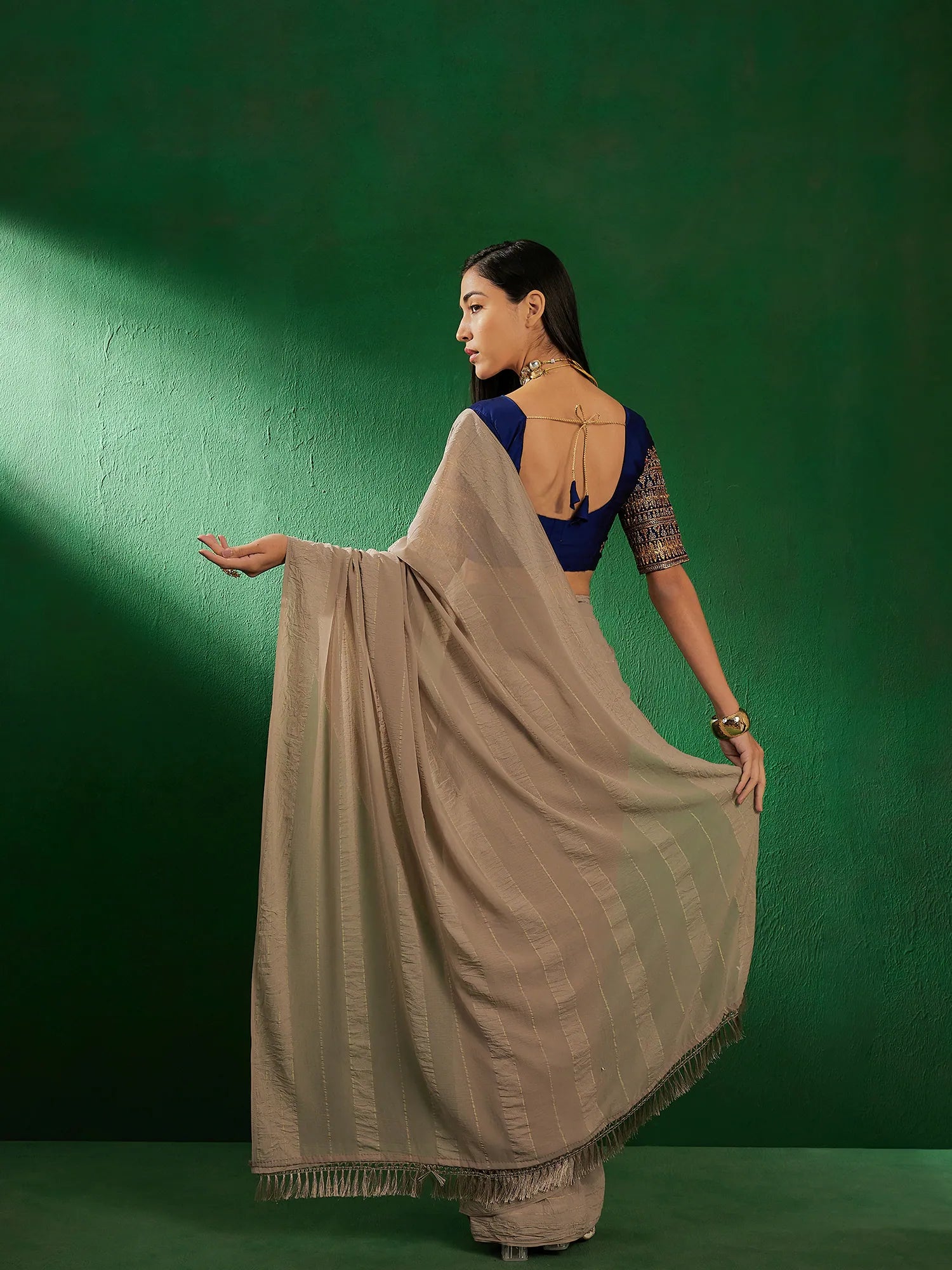 Grey Embroidered Saree | Modern Designer Sarees India