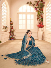 Women's Vichitra  Blue Embellished Designer Saree With Blouse Piece-ANGEL2004