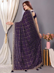 Women's Vichitra  Purple Embellished Designer Saree With Blouse Piece-ANGEL3005