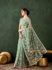 Womens Fashion Ethnic Sea Green Color Sarees-MLSHWSA1451SGR0ONE