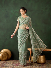 Womens Fashion Ethnic Sea Green Color Sarees-MLSHWSA1451SGR0ONE