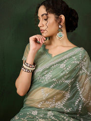 Womens Fashion Ethnic Sea Green Color Sarees-MLSHWSA1451SGR0ONE