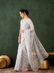 Womens Fashion Ethnic Silver Color Sarees-MLSHWSA1453SLR0ONE