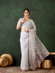Womens Fashion Ethnic Silver Color Sarees-MLSHWSA1453SLR0ONE