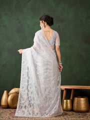 Womens Fashion Ethnic Silver Color Sarees-MLSHWSA1453SLR0ONE