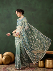 Womens Fashion Ethnic Teal Color Sarees-MLSHWSA1455TEL0ONE