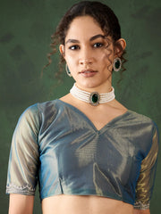 Womens Fashion Ethnic Teal Color Sarees-MLSHWSA1455TEL0ONE