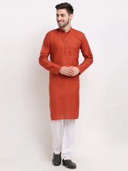 Men's Cotton Solid Kurta Pyjama ( JOKP 532Brown )-JOKP-532