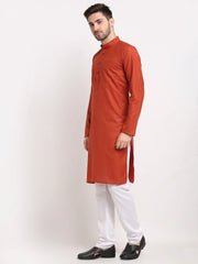 Men's Cotton Solid Kurta Pyjama ( JOKP 532Brown )-JOKP-532