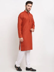Men's Cotton Solid Kurta Pyjama ( JOKP 532Brown )-JOKP-532